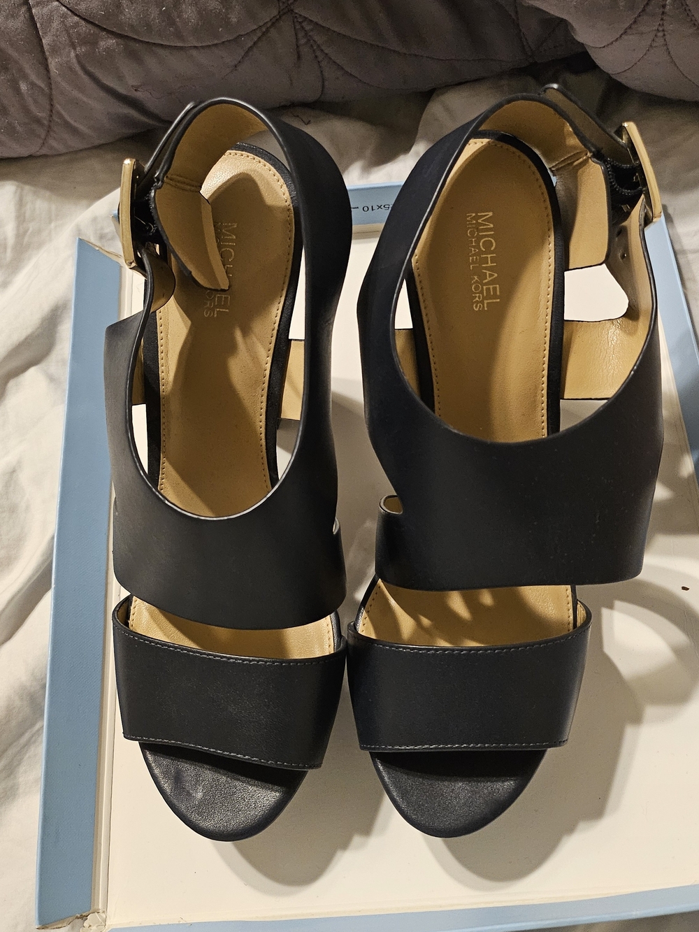 Michael Kors Black Leather Open-Toe Slingback Heels